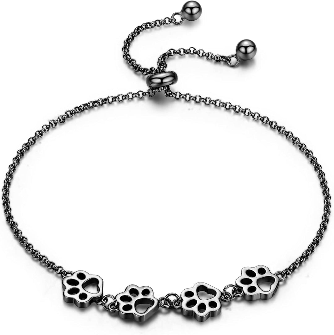 Pulsera ajustable de plata de ley con huella de pata de perro