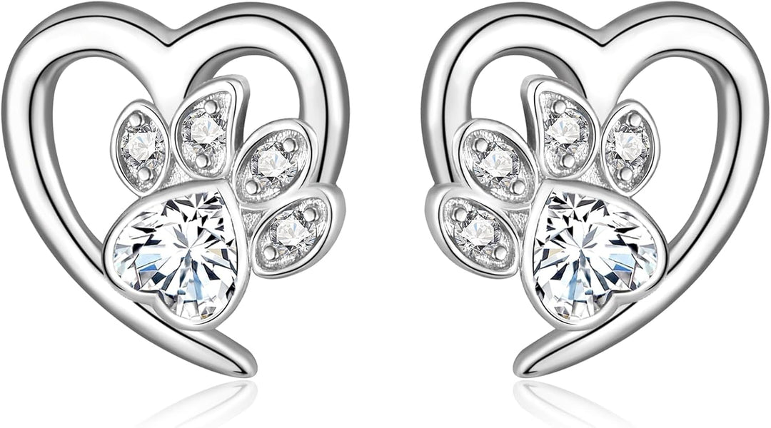 Pendientes con huellas de pata y corazón – Joyería para amantes de las mascotas
