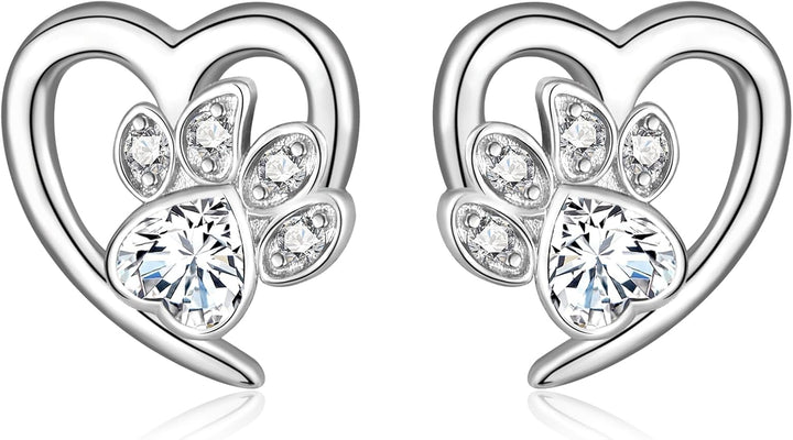 Pendientes con huellas de pata y corazón – Joyería para amantes de las mascotas