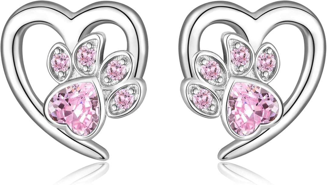 Pendientes con huellas de pata y corazón – Joyería para amantes de las mascotas
