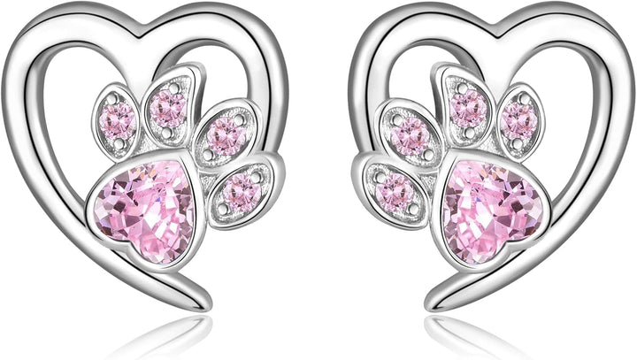 Pendientes con huellas de pata y corazón – Joyería para amantes de las mascotas