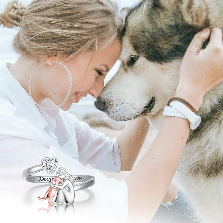 Anne™ - Anillo con ícono de perro (rosa)