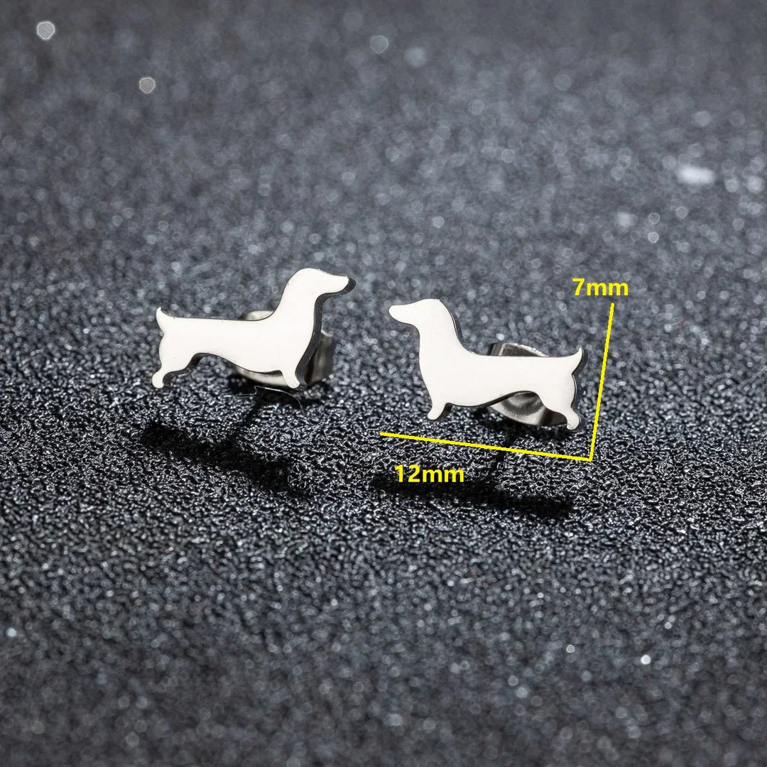 Aros de perro teckel – Pendientes minimalistas de metal
