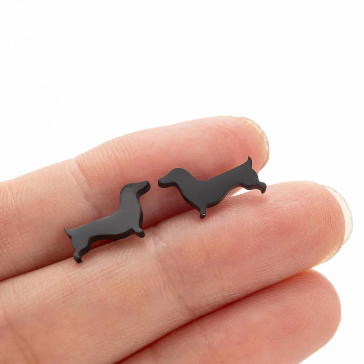 Aros de perro teckel – Pendientes minimalistas de metal