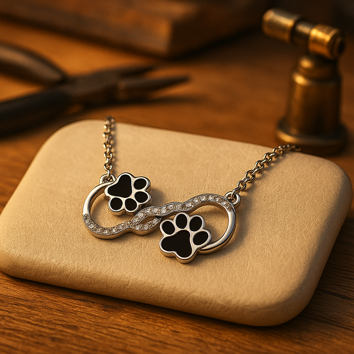 Cadena con Collar de Pata de Perro Infinite Love con Zirconia