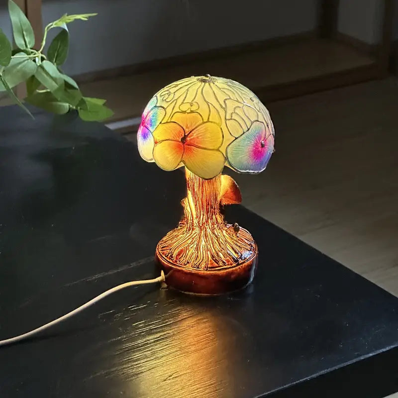 Lámpara de setas y flores Boho