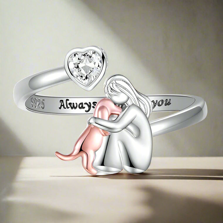Anne™ - Anillo con ícono de perro (rosa)